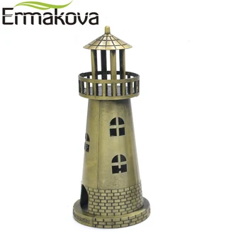

ERMAKOVA Metal Lighthouse Figurine Beacon Statue Pharos Model Beacon Lighthouse Tower Famous Building Model Home Office Decor
