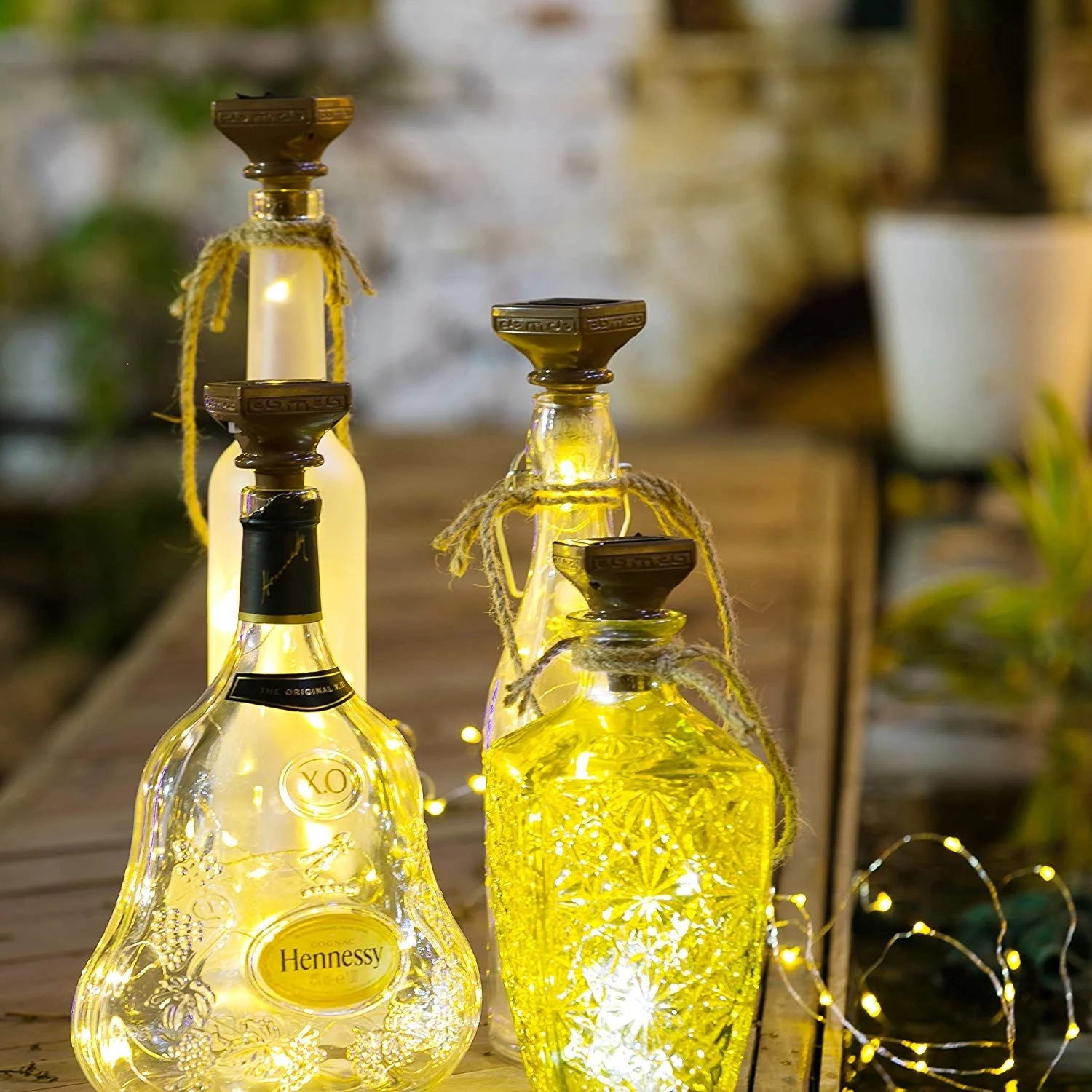 Solares da Garrafa de Vinho Luzes em Forma de Cortiça de Cobre Impermeável para a Decoração do Caminho do Casamento Luzes Postas Bloco 20 Conduziu Branco Quente 6 - 12 7 forma de cortiça de cobre branco quente