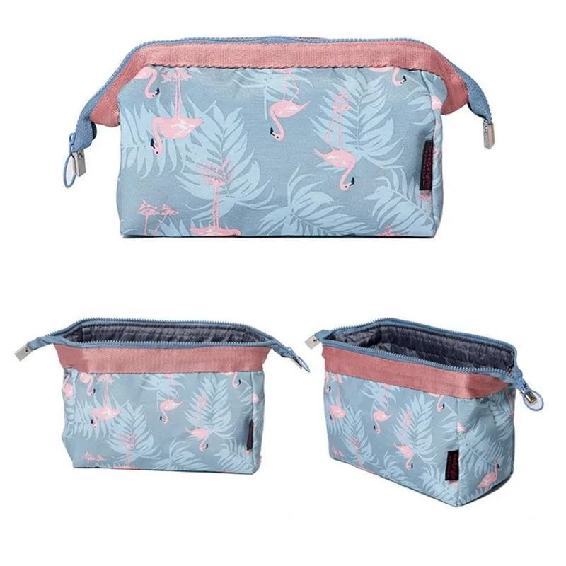 

New Flamingo Women Cosmetic Bag Make Up Bag Travel Portable Waterproof Makeup Bag Toiletry Kits