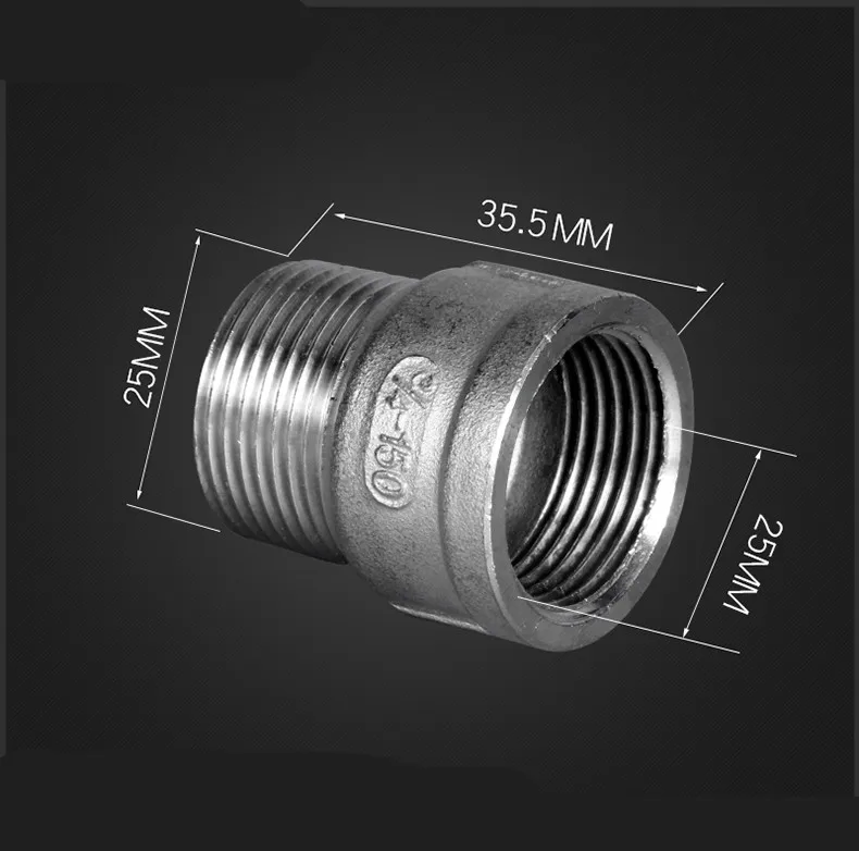 304 Stainless Steel Pipe Fitting 3/8" 1/2" 3/4" 1" 1-1/4" 1-1/2" BSP Male to Female Thread Tube Connector