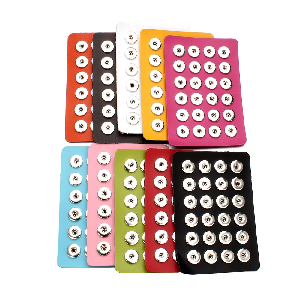 New Snap Jewelry 12MM 18MM Snap Button Display 10 Colors Black Leather