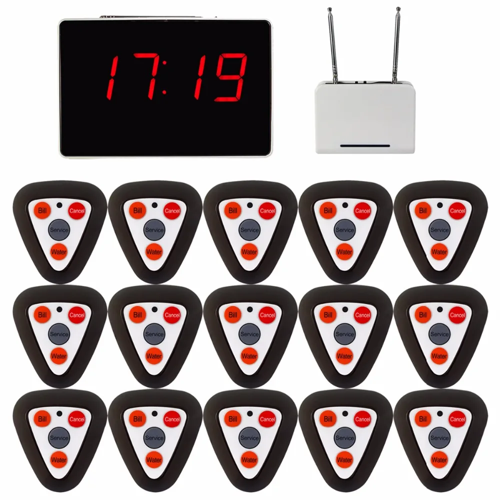 

Waiter Call Pager Restaurant Calling System Voice Reporting Broadcast 1 Receiver Host + 1 Signal Repeater 15 Call Button F3298F