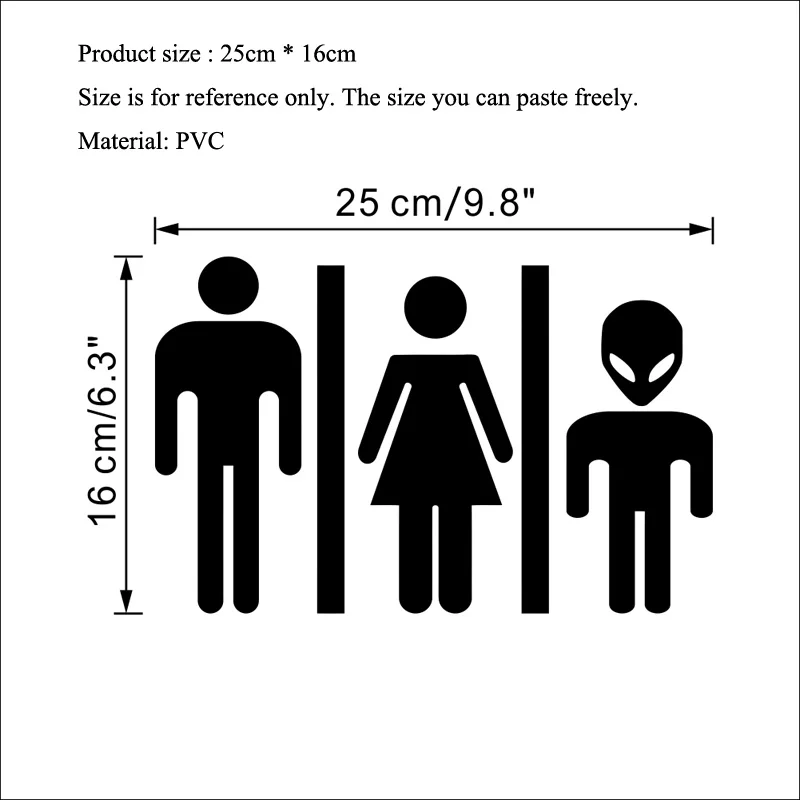Creative Male Female Alien Toilet Signs Wall Sticker Bathroom Decoration Mural Interesting Decals PVC Funny Wallpaper wall stickers toilet stickers
