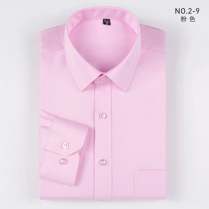 Высокое качество Для мужчин рубашка с длинным рукавом твил Твердые Формальные Бизнес рубашка на пуговицах Марка Slim Fit человек Мужская классическая рубашка Для мужчин s Костюмы - Цвет: 2-9