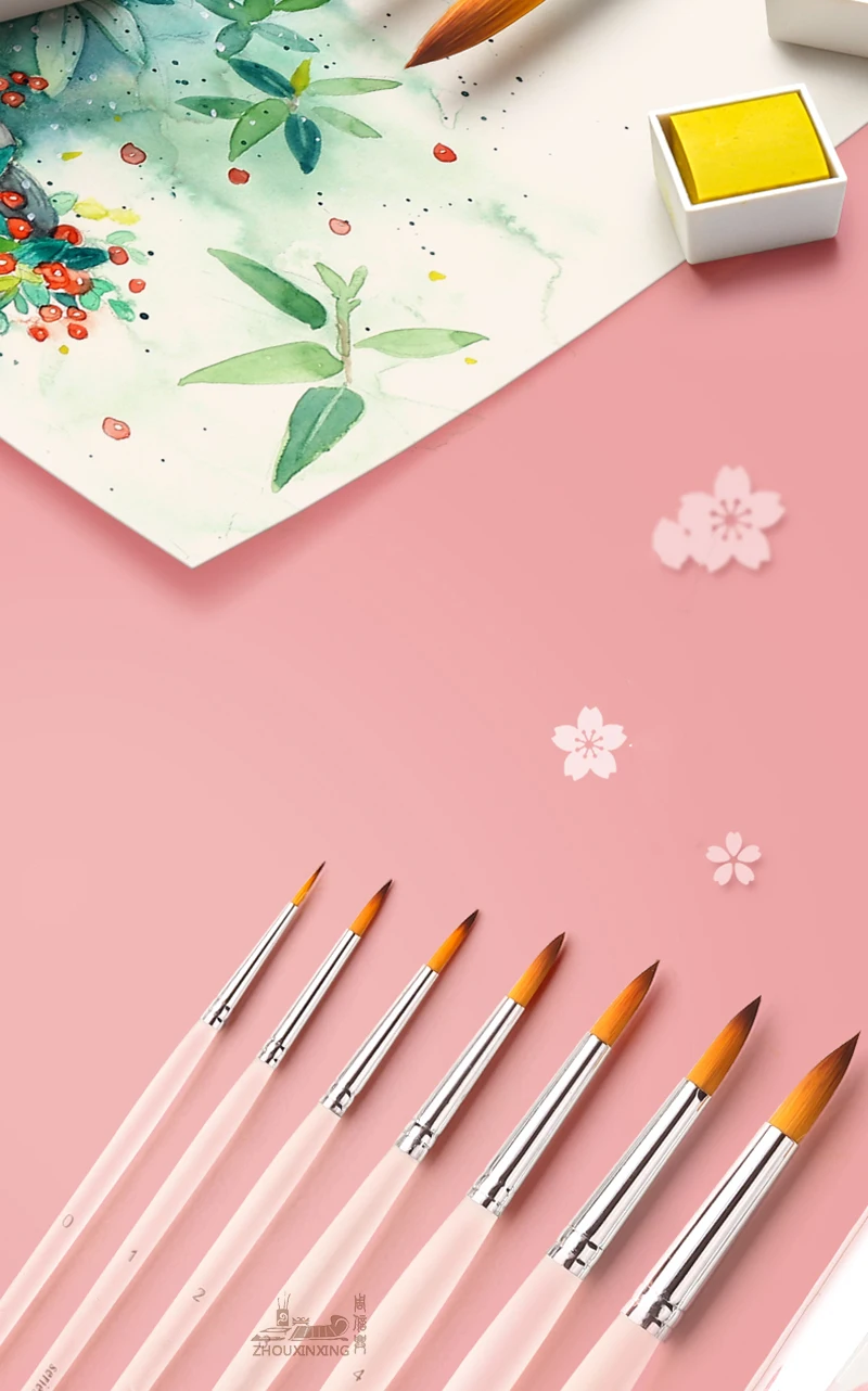 7 pcs watercolor brush beginner hand painted paint pen pointed head nylon gouache painting adult special art professional tools