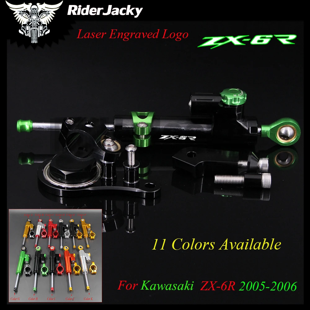 

Motorcycle CNC Damper Steering Stabilizer Linear Reversed Safety Control+Bracket For Kawasaki ZX-6R ZX 6R ZX6R 2005-2006 05 06