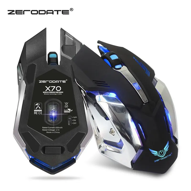 7 Colors Backlight Rechargeable Wireless Mouse Optical Mouse 6 Buttons
