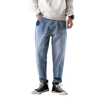 

2019 Men Distressed Jeans Mens Skinny Biker Pants Streetwear Blue Jeans Denim Trousers For Male Hip Hop Jeans Men Harem Pants