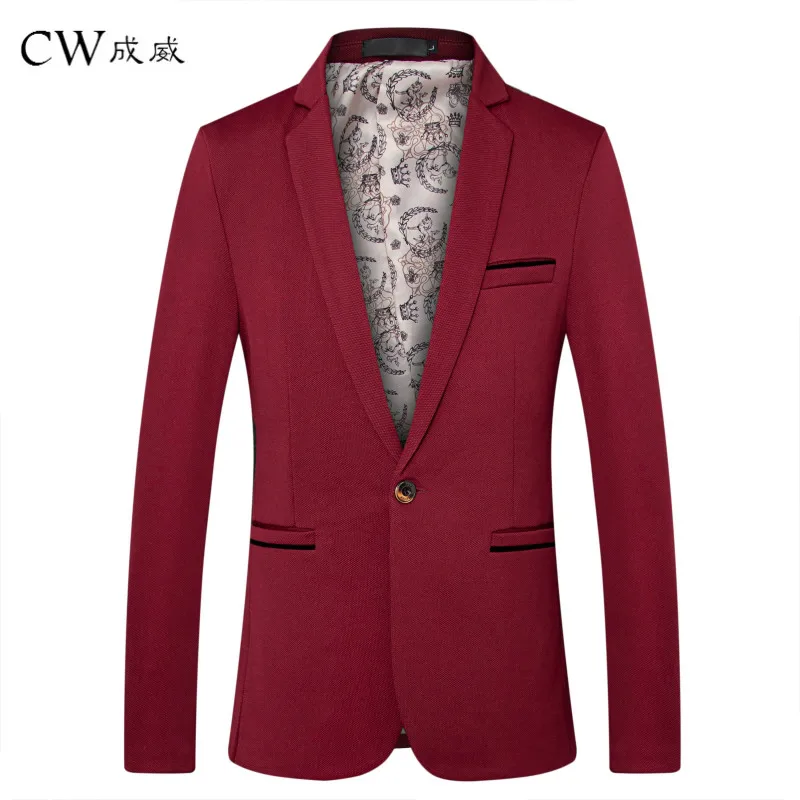 CW Brand Clothing Blazer Men 2019 One Button Men Blazer Slim Fit Costume Homme Suit Jacket Masculine Blazer M-5XL Tuxedo Dress