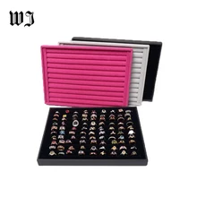 Профессиональная древесина демонстрационные стенды ювелирных изделий витрин кольцо показанный лоток держатель для витрина для колец бархатная подставка для бижутерии коробка