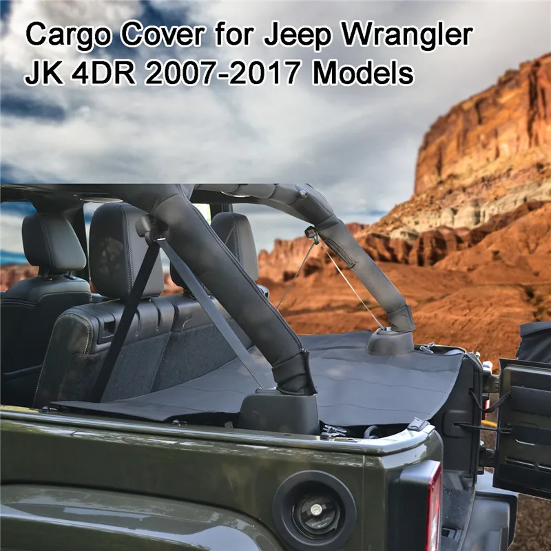 Black Oxford Cloth Car Rear Trunk Security Shield Cargo Cover Luggage Shade Covers For Jeep Wrangler JK 4 Door 2007-2017 KOLEROADER (4)
