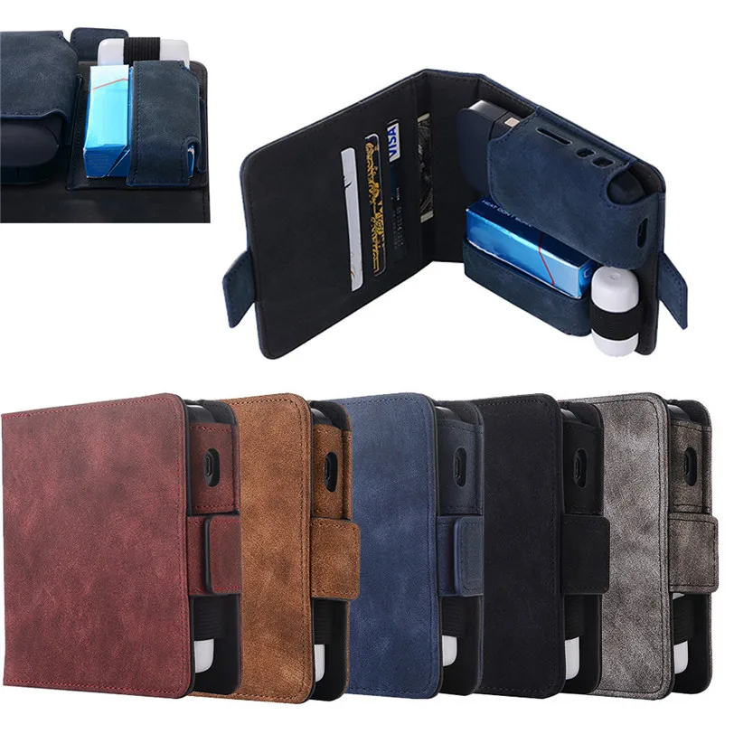 

for IQOS Electronic Cigarette I II Support Waist Loop Belt Case Clip Retro PU Leather Pocket Holder w/ Key Ring Case