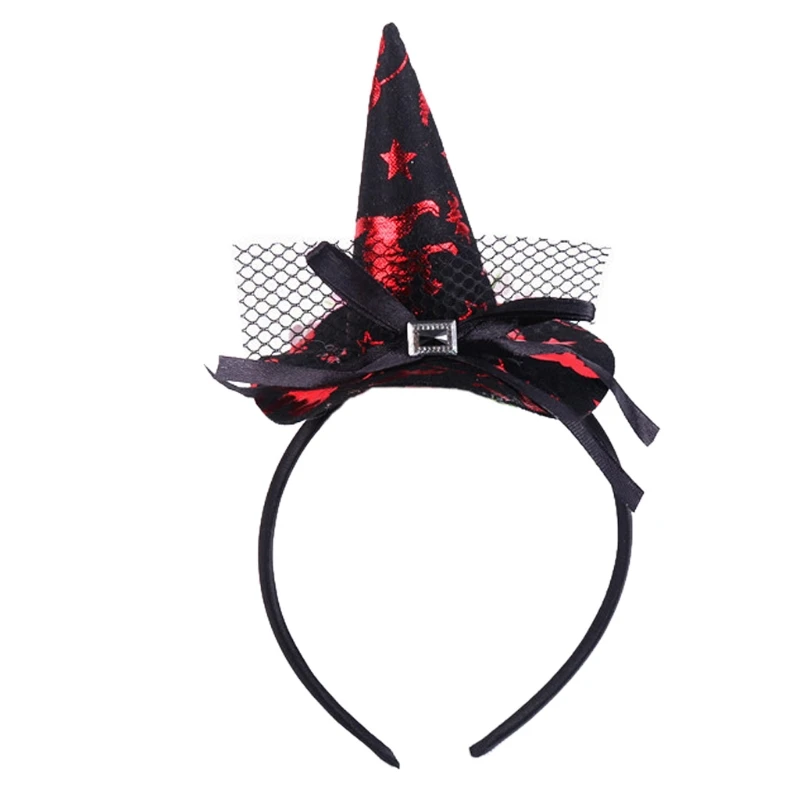 Ободок для волос на Хэллоуин, мини-остроконечная шляпа ведьмы, милый обруч для волос с бантом, вечерние аксессуары для костюмированной вечеринки - Цвет: J