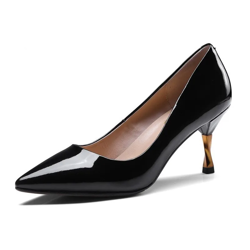 Женские вечерние туфли из натуральной кожи на высоком каблуке; цвет черный, абрикосовый, Бордовый; модные туфли с острым носком; большие размеры 40-43; A153