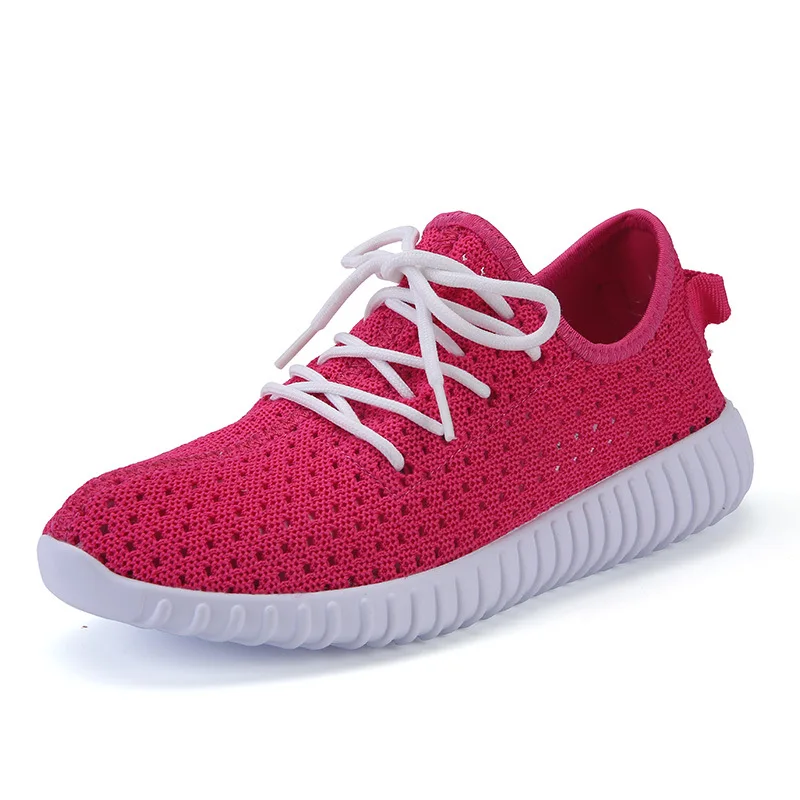 JINBEILEE Lace-up Mesh Running Shoes Women's Single Hollow Breathable Casual Jogging Shoes Flat-bottomed Sneakers