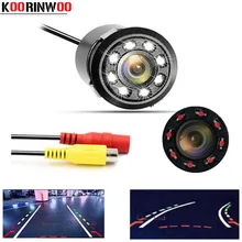 Koorinwoo CCD macchina fotografica di Rearview Dell’automobile Dinamico traiettoria Colorful 18.5mm Videocamera per auto Backup Assistenza di Parcheggio Video RCA/Ingresso AV 12 v