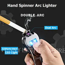 2018 Hot Fidget Spinner USB Electronic Lighter Metal Cigaratte Plasma Arc Lighter Hand Spinner Windproof Flamess Cigar Lighter