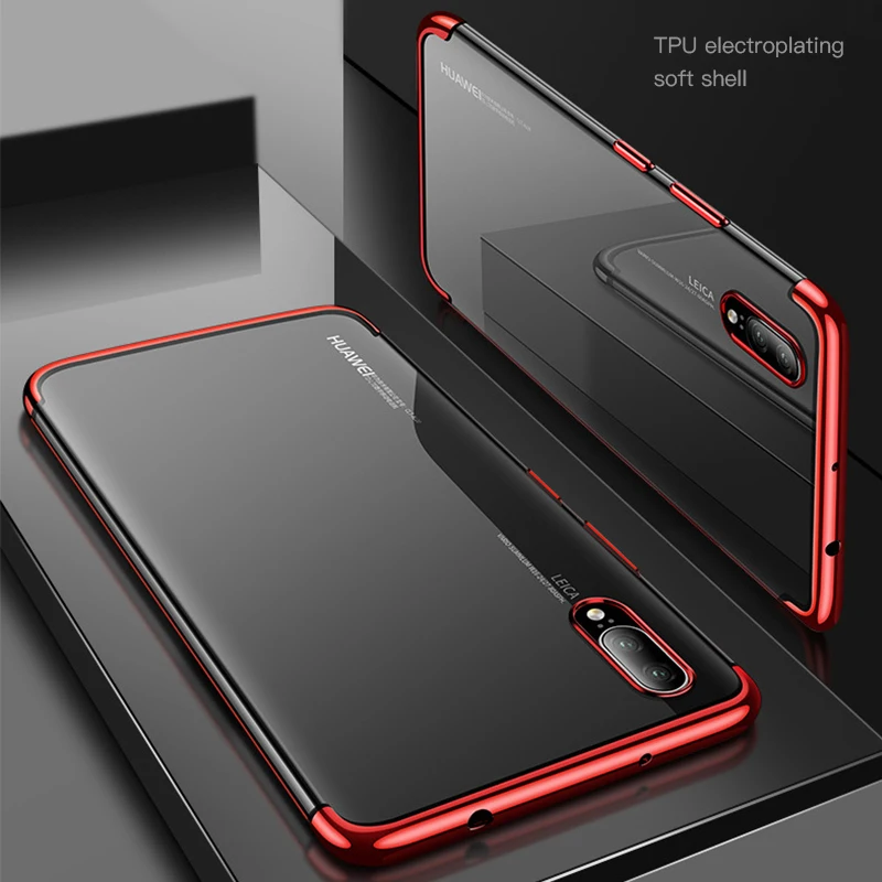 Мягкий ТПУ ультра-тонкий легкий гальванический чехол для Huawei Honor 8X 8X Max 8C Note 10 V9 Play 6C 8 9X Pro 10 8 Lite 7X20 - Цвет: Red