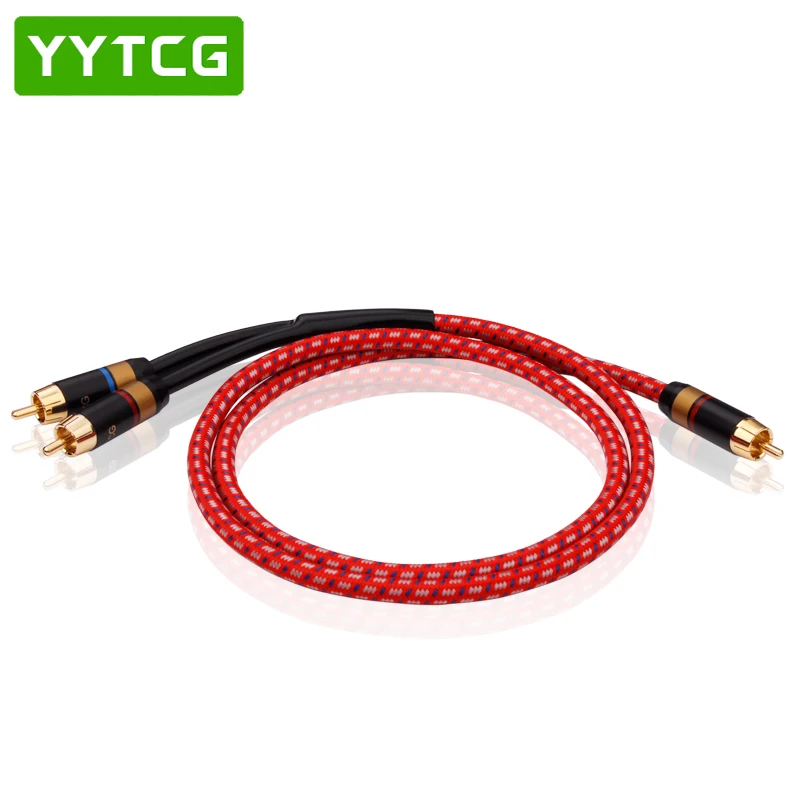 YYTCG Hi Fi Один RCA на двойной сабвуфер аудиокабель из чистой меди один под2 сплиттер Y