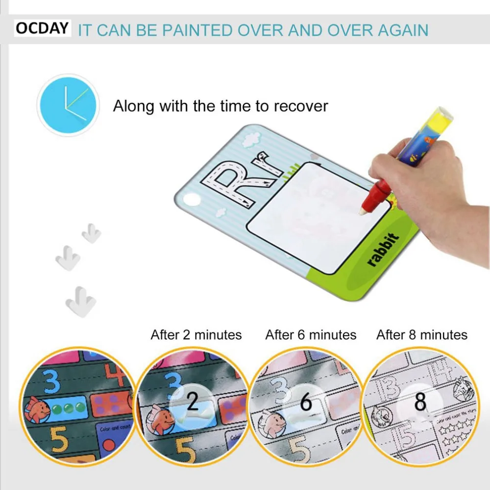 Hot ! OCDAY Children 26 Letters 3D Early Education Cognitive Puzzle Cards Water Painting Graffiti Drawing Board Colouring