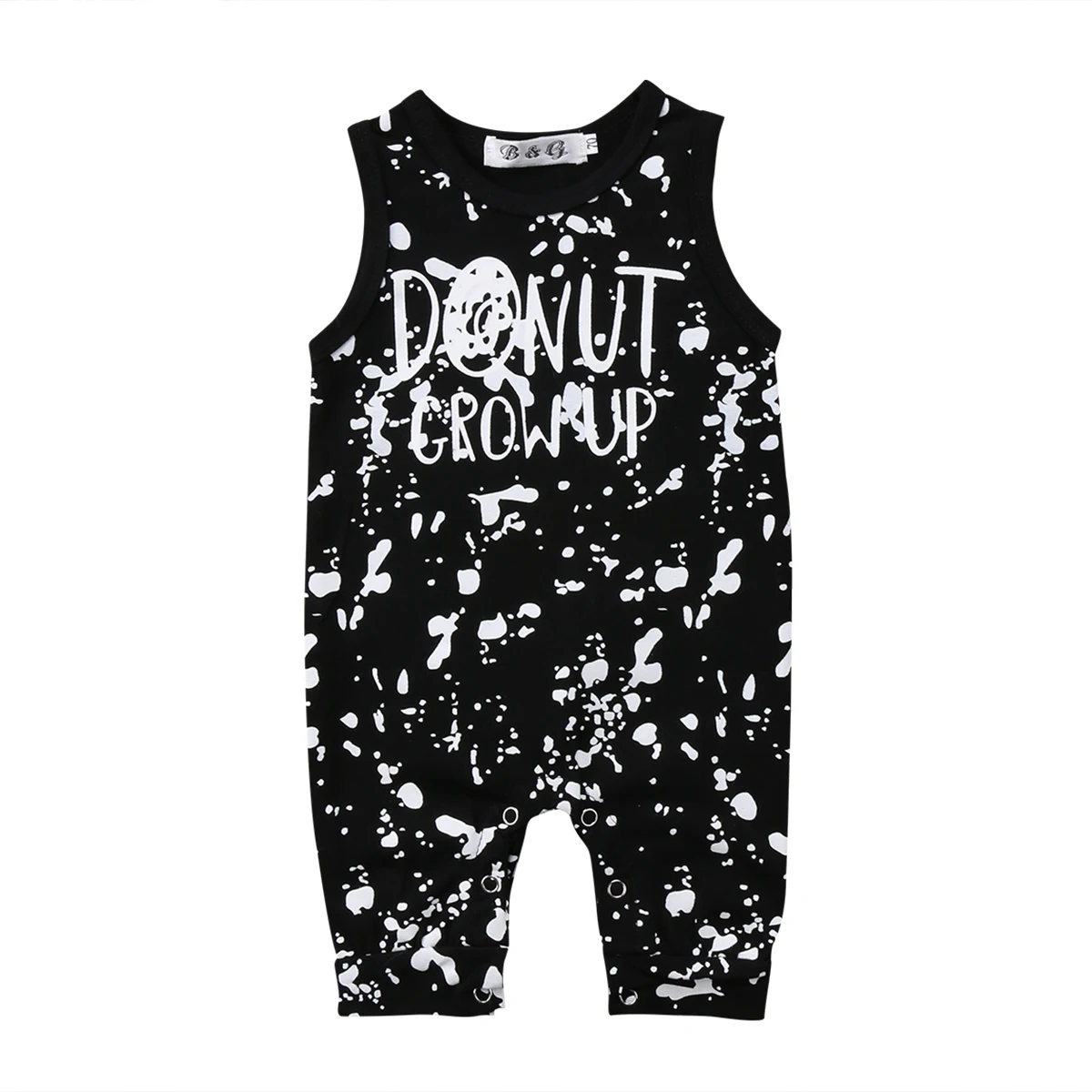 2018 Newborn Baby Boys Girl Sleeveless Black Clothes Romper Jumpsuit Grow Up Playsuit Splash ink Print Outfit Summer Sunsuit