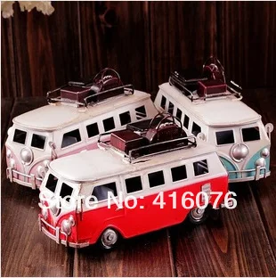 

Vintage Style Handmade Classic Bus Metal Car Model Memory of Old Times Metal Art Gift 3 colors Home Decoration M1203