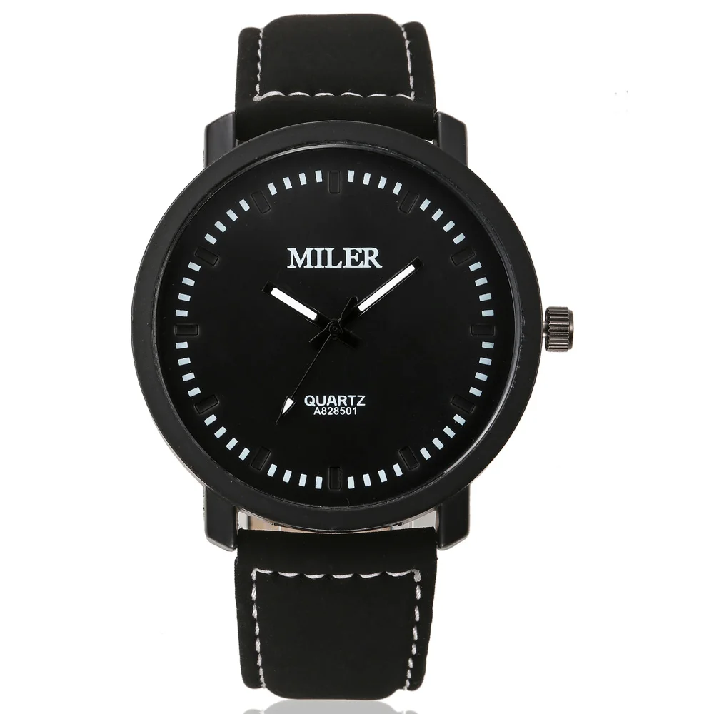 

2016 Miler Watch Men's Clock Brand Retro Big Face Watches Students Sport Popular Leather Quartz Wristwatch Relogio Feminino ML35
