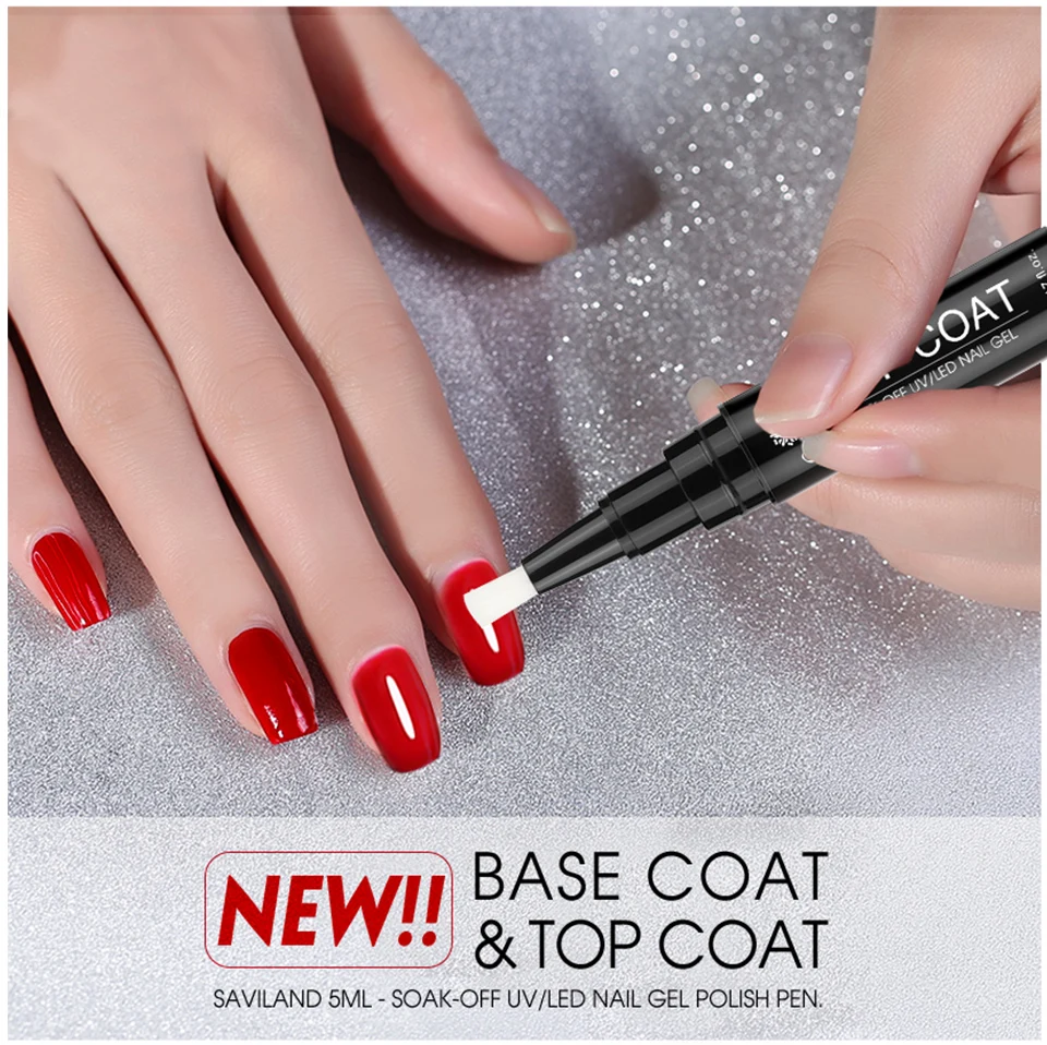 Saviland первоклассника Hybird 2 шт. Base Coat & Top Coat набор гелевых ногтей ручка Роман гель для дизайна гель УФ светодиодный лаковое гелевое покрытие