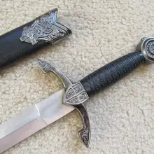 S0068 античный серебряный кельтский средневековый рыцарь черный принц меч нож 13,8"