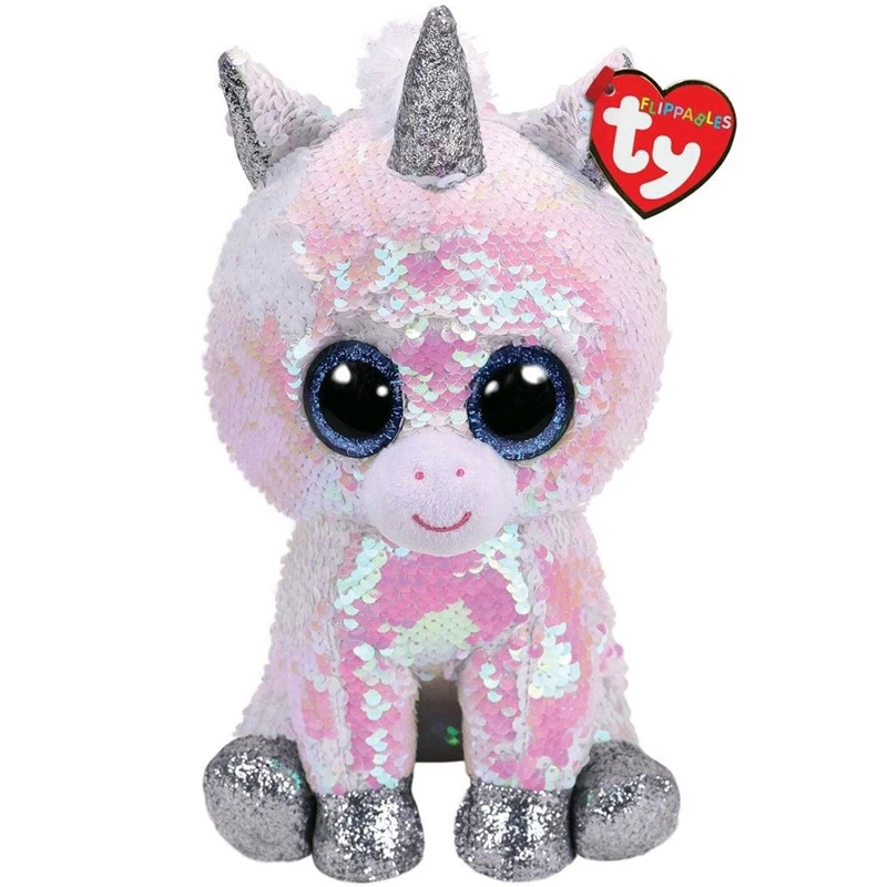Ty Beanie Boos Sequin Animal Plush Toys Doll Cat Owl Fox Bunny Unicorn Best Christmas Gift 15cm