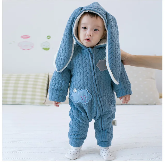 Baby cotton clouds embroidery climb onepiece,baby Onesies, baby fleece padded winter warm romper