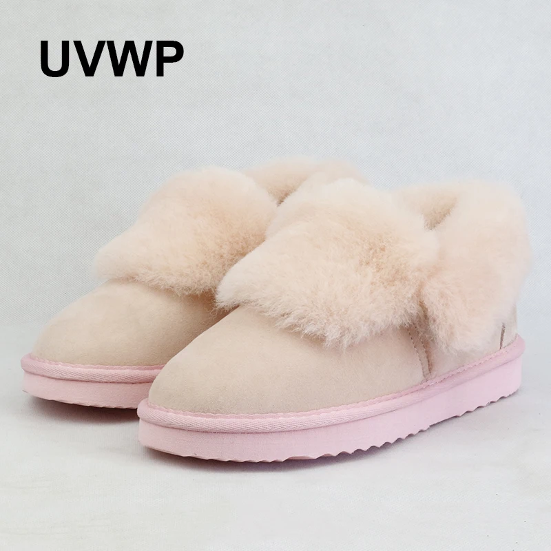 

New High Quality Women Snow Boots 100% Real Fur Winter Boots Natural Wool Warm Ankle Boots Genuine Sheepskin Leather Women Shoes