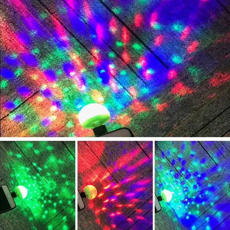 4 Вт USB лазерный свет мини светодиодный RGB led диско шар форма сценический эффект Удобная вечерние Тип C Micro USB адаптер для iPhone X 7 huawei