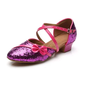 

Children Girls Women Ballroom Latin Tango Dance Shoes Sequins Glitter Professional Dance Shoes For Party 3cm Heeled