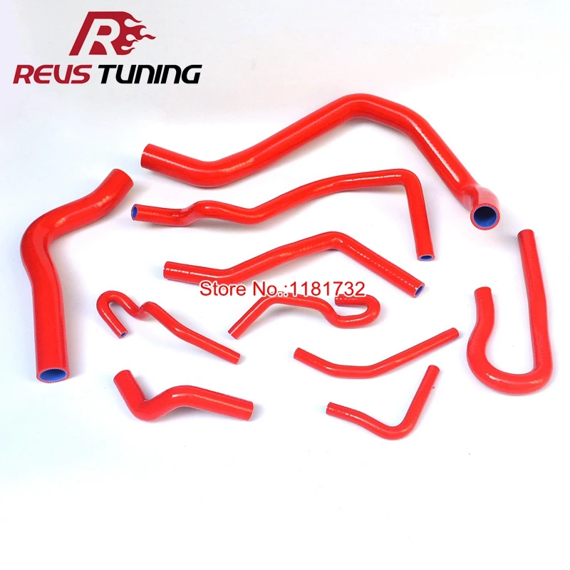 9PCS Red Silicone Radiator Coolant Hose Kit For Honda Civic EK3 B16