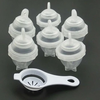 

New Arrivals 6pcs Eggies Containers set with poachers Yolk separator Kitchen Cooks Egg Hard Boil splitter Without Shells