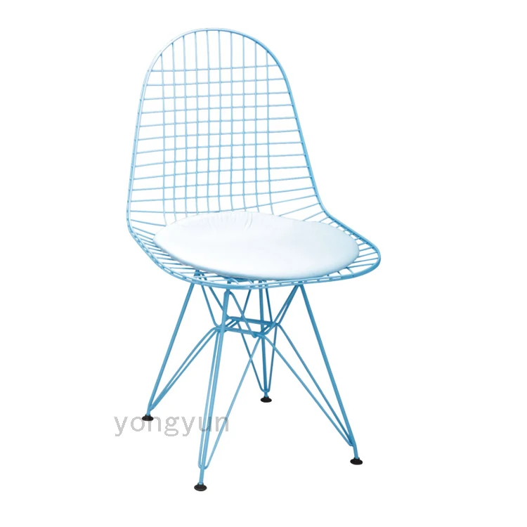Проволочный стул, минималистичный Современный модный обеденный стул, железные стулья с порошковым покрытием, Полиуретановая подушка