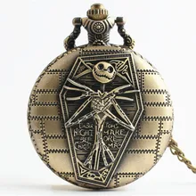 Кошмар перед Pocketwatch Хэллоуин череп мужские часы с цепочкой ожерелье мужские Детские подарок мужские часы hombre Saati