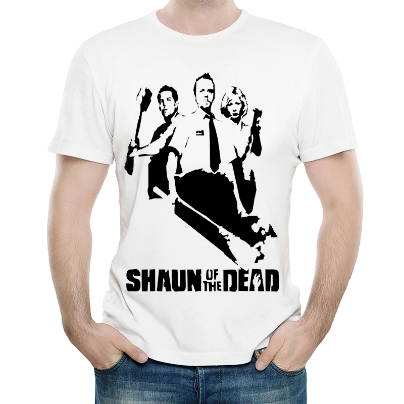 

Shaun of the Dead T Shirt White Color Mens Fashion Short Sleeve Shaun of the Dead Simon Pegg T-shirt Tops Tees tshirt