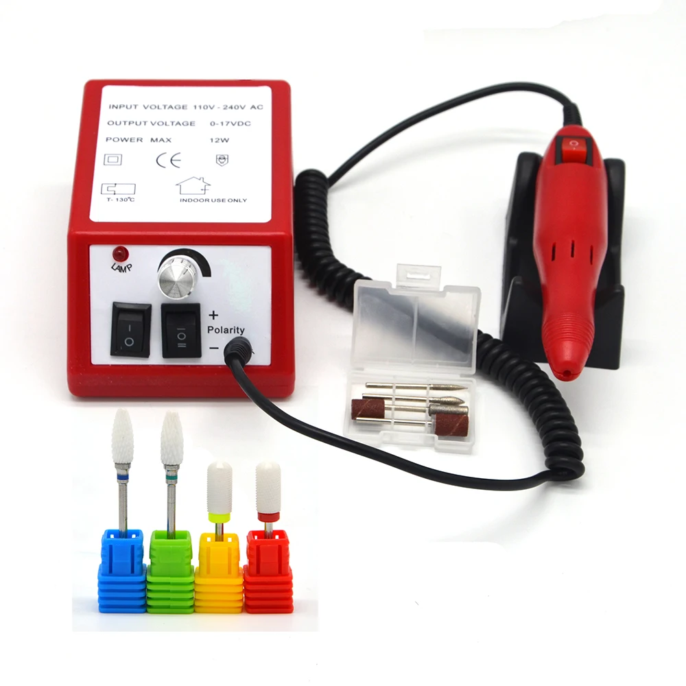 

Professional RED Electric Nail Drill Manicure Machine with Drill Bits For sanding, engraving Nail Tool for manicurist