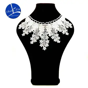 

10pcs 100% Polyester Fringe Flower Necklace Lace Collar Fabric Trim DIY Embroidery Lace Fabric Neckline Applique Sewing Craft