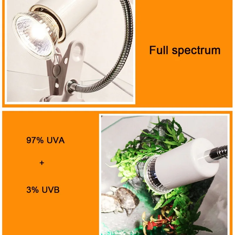 25/50/75W Reptile Lamp Bulb Turtle Basking Heating Lamp UV Light Bulbs Amphibians Lizards Temperature Controller