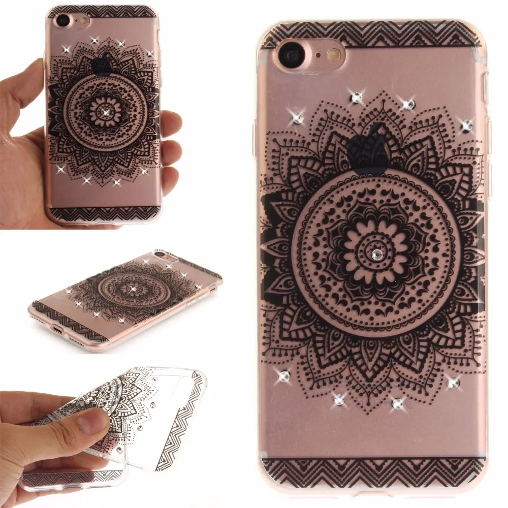 Чехол для iPhone7 7 Plus/6 6s рlus 5/5S/SE диаманта Bling раскладной Мягкий ТПУ чехол-накладка
