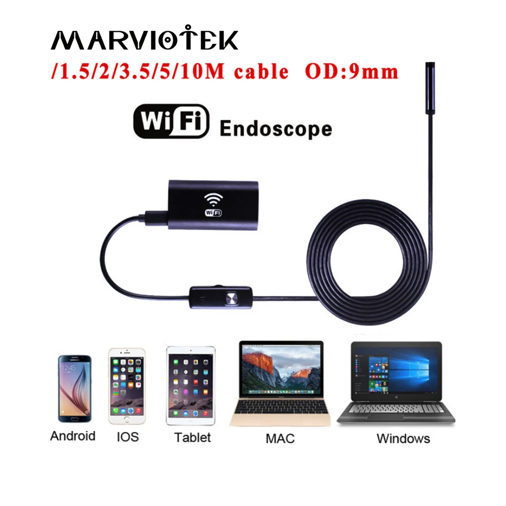 

720P wifi endoscope camera ip 9mm dia android endoscope hd iphone endoscope inspection camera 1/3.5/5/10M usb endoscope cameras