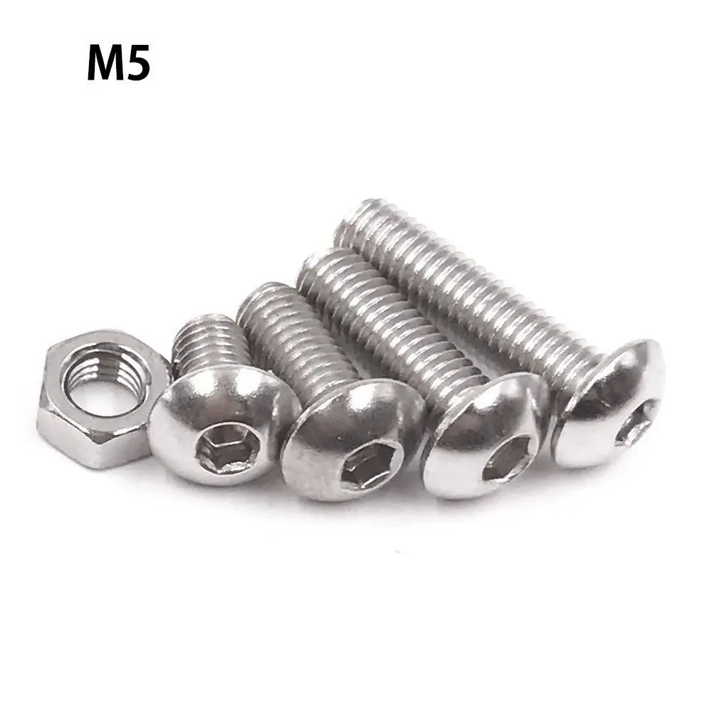 DSHA -Screw and Nut Kit,Machine Screw and Nut Kit, 500 Pcs M3 M4 M5 Stainless Steel Button Head Hex Socket Head Cap Bolts Scre