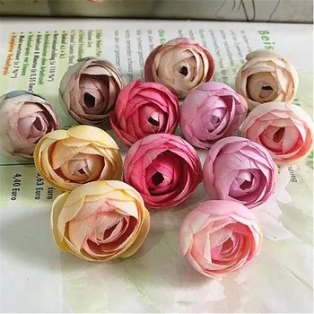 

NEW Fake Camellia Flower Head Simulation Mini Tea Rose for DIY Bridal Bouquet Wrist Flower Accessories Wedding Centerpieces