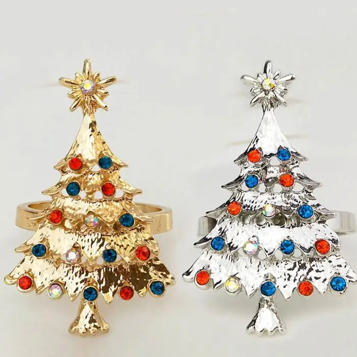 1 шт. Рождественская елка кольцо для салфеток свадебный стол принадлежности блестящие DIY Ужин Декор E2S