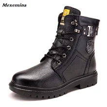 Зимние модные мужские ботинки для отдыха Ботинки martin в британском стиле мужские кожаные ботинки армейские ботинки Мужская Высокая хлопковая обувь