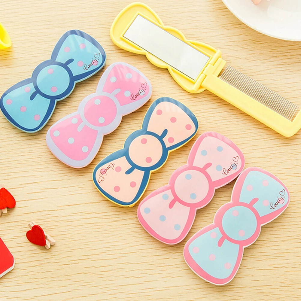 Mini Makeup Mirror with comb Portable Hand held Cartoon Animal Pattern Pocket Tinplate Makeup Mirror