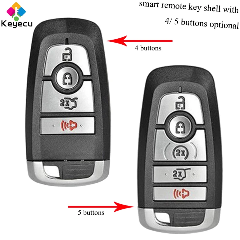 

KEYECU Keyless Entry Smart Remote Control Car Key Shell - 4/ 5 Buttons - FOB for Ford Fusion Explorer Expedition Edge 2017-2019